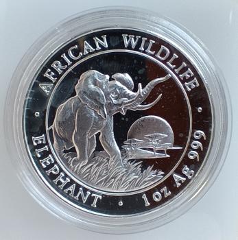 Somalia Elefant 1 Unze Silber 2010 Motiv von 2009 vz-prfr